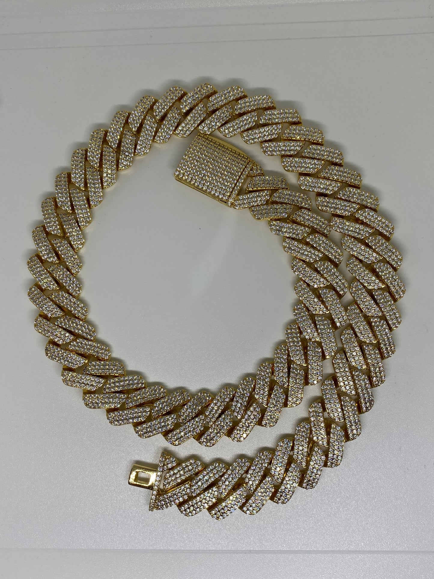 Gold Plated Cuban Link Chain with Cubic Zirconia | Men’s Statement Necklace
