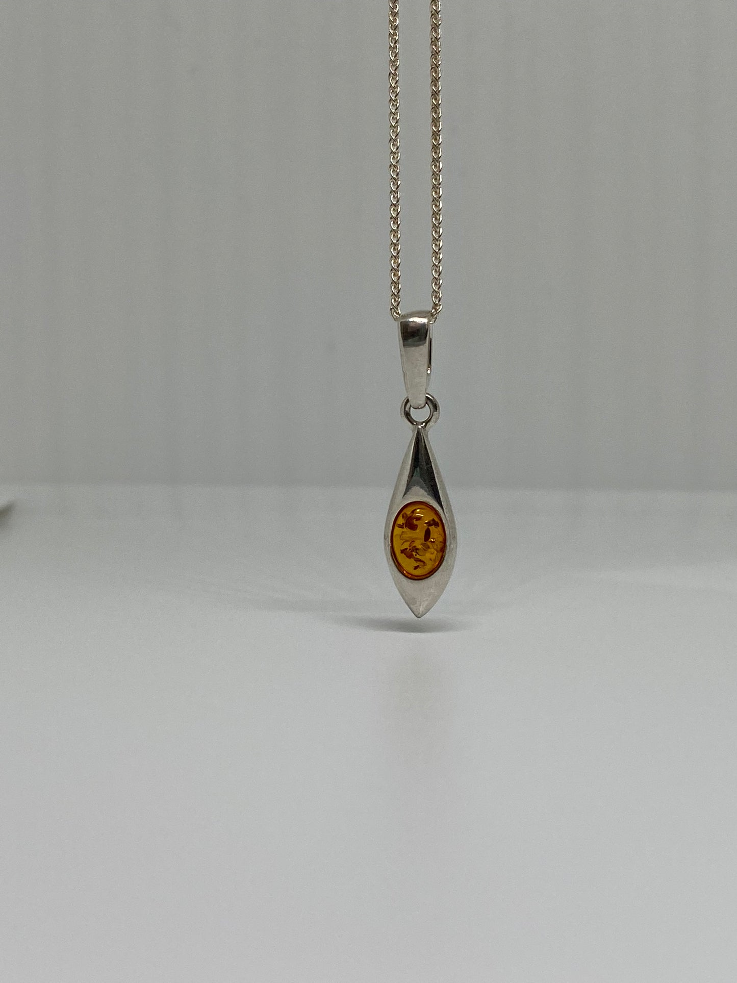 Sterling Silver with Amber gemstone pendant