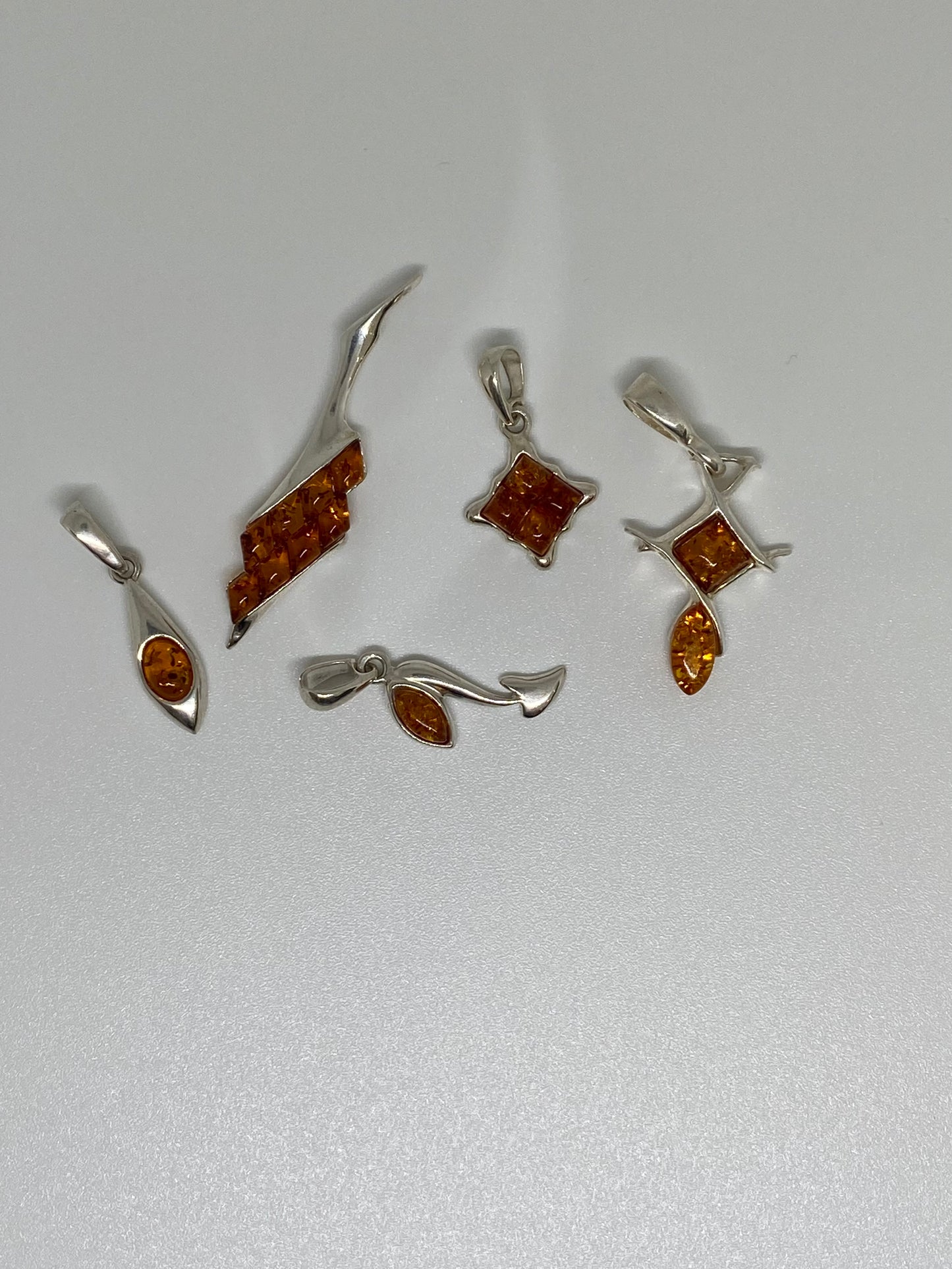 Sterling Silver With Amber Gemstone Pendant