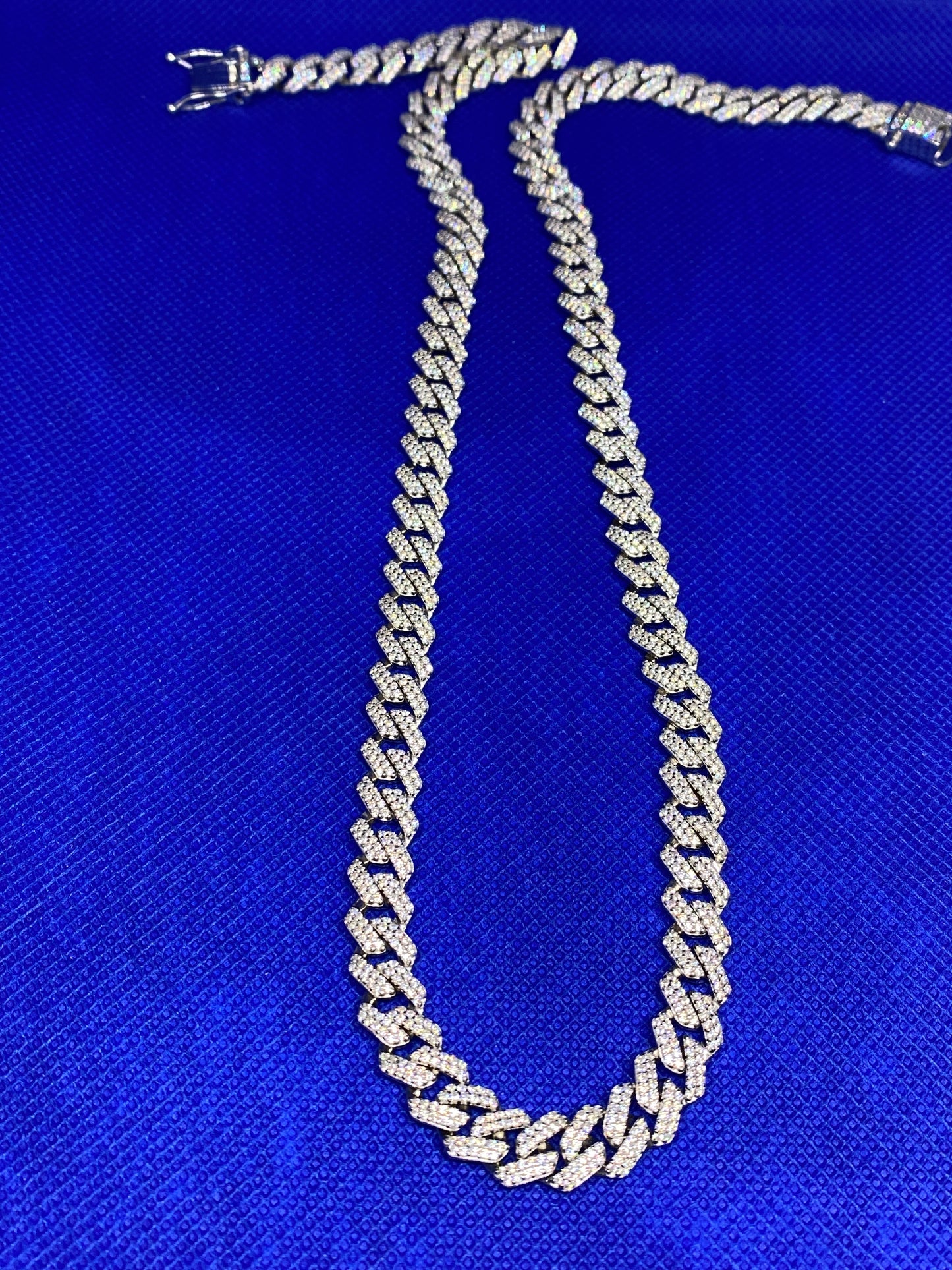 Sterling Silver Chain Necklace – Cubic Zirconia Link Chain (20–24 Inch)