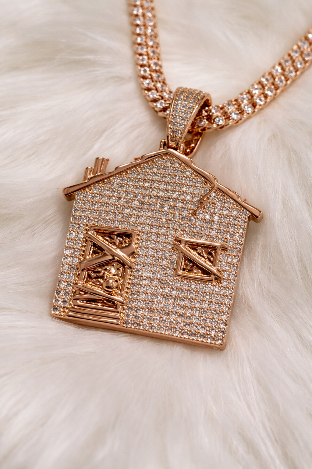 Gold Plated House Pendant with Cubic Zirconia
