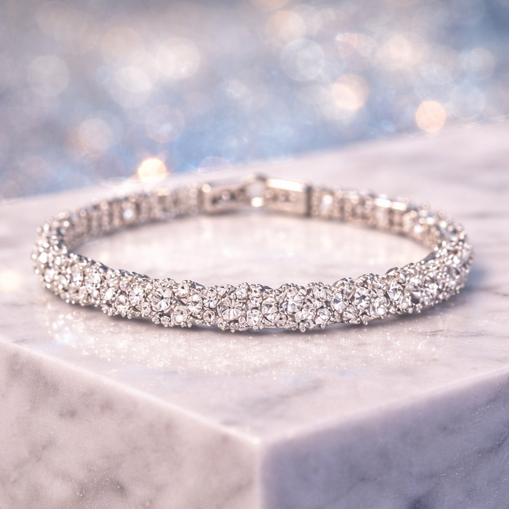 White Gold Plated 4-Piece Jewelry Set with Cubic Zirconia | Necklace, Bracelet, Ring & Earrings