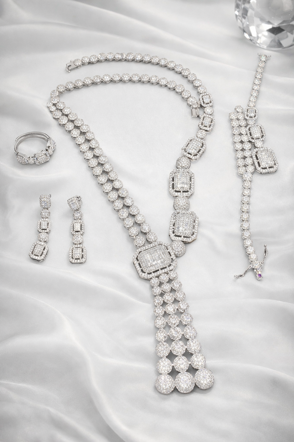 925 Sterling Silver 4-Piece Jewelry Set with Cubic Zirconia | Luxury Women’s Set
