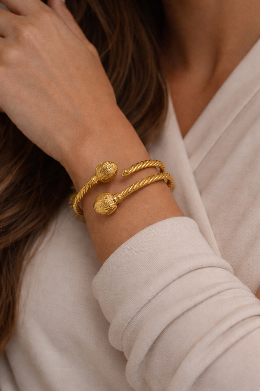 Gold Plated Decorative Bangle Bracelet | Fashion Jewelry for Women
