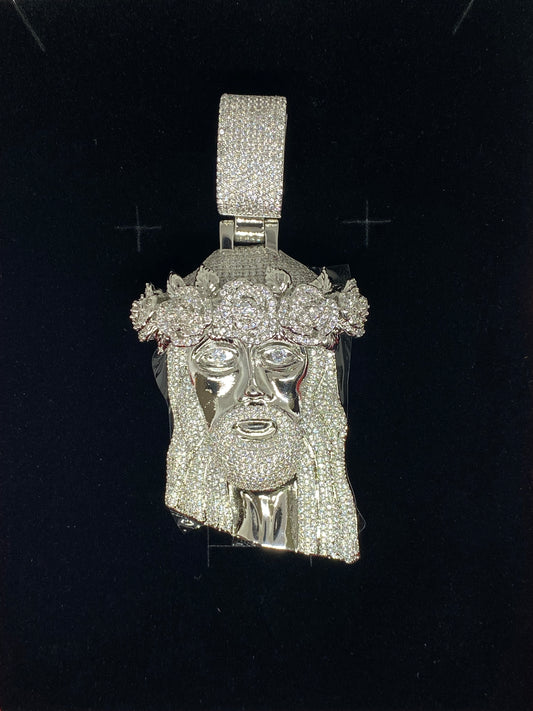 White Gold Plated Jesus Pendant