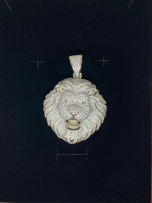 White Gold Plated Lion Pendant