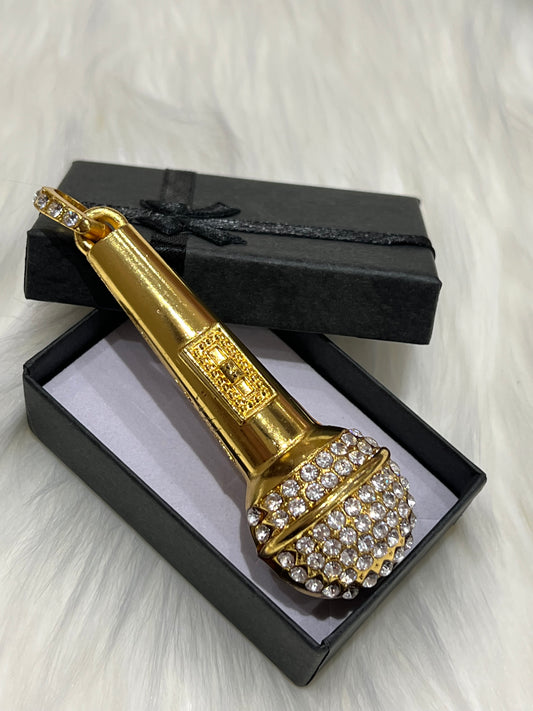 Gold Plated Microphone Pendant