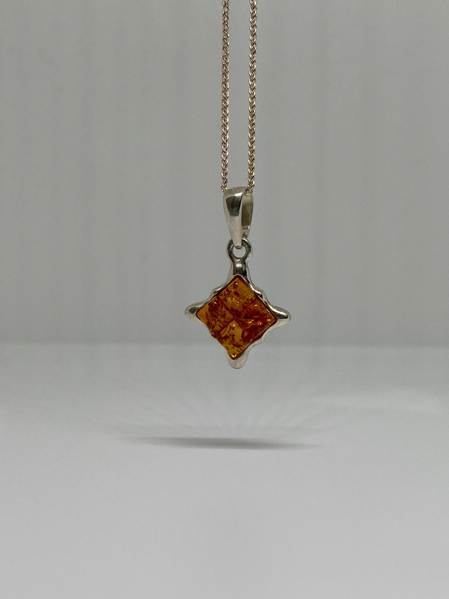 Sterling Silver With Amber Gemstone Pendant
