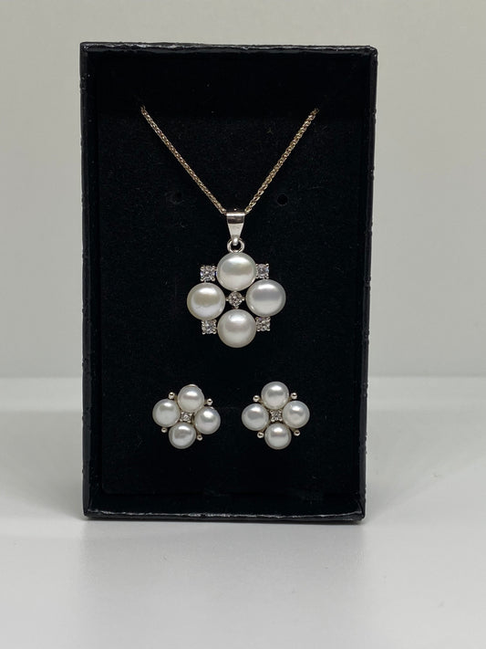 Sterling Silver Pearl Set