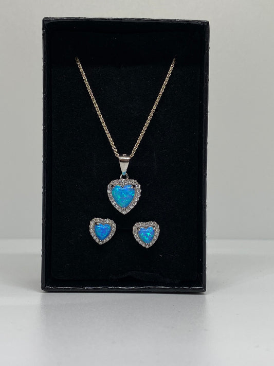 Sterling Silver Blue Opal Set