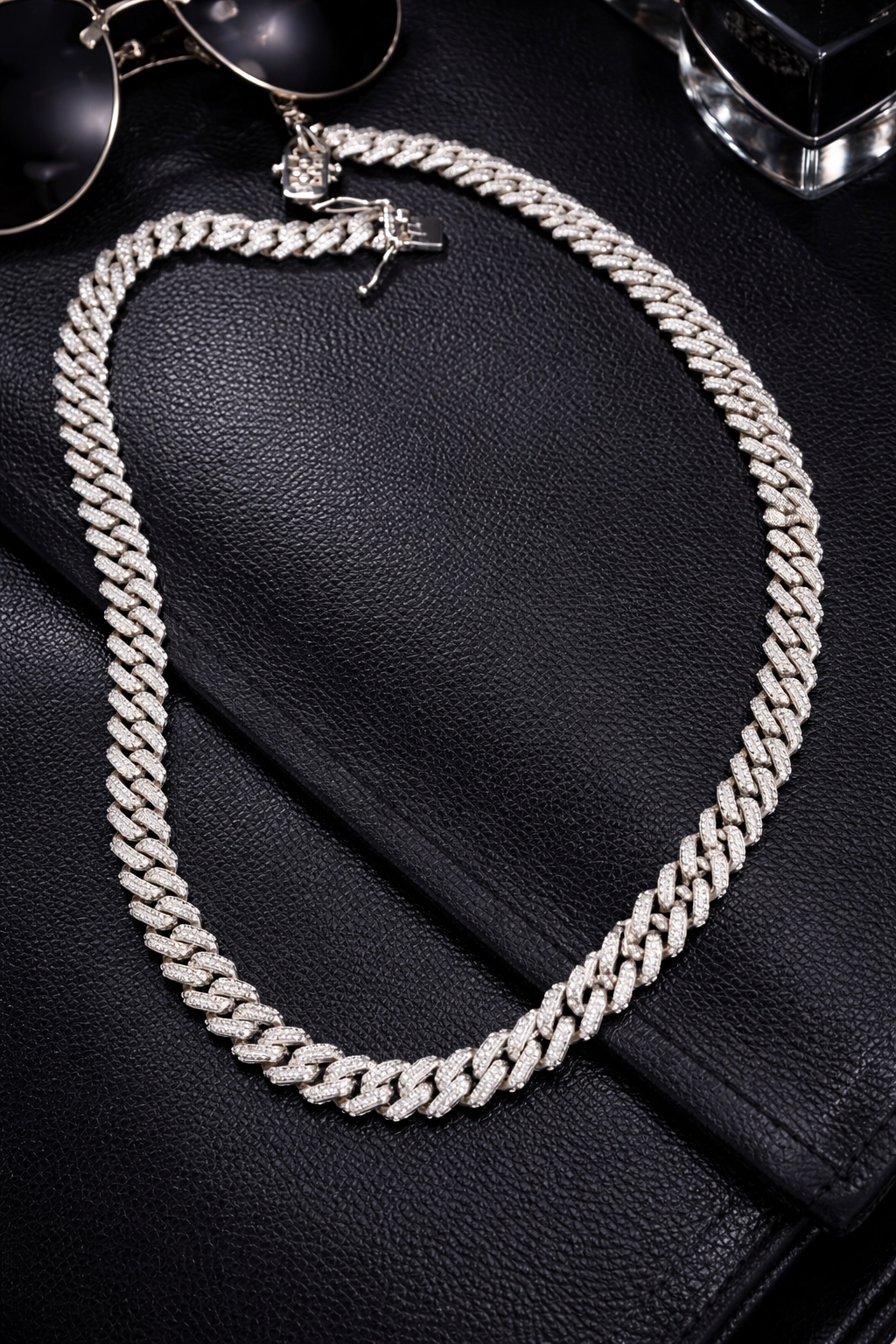 Sterling Silver Chain Necklace – Cubic Zirconia Link Chain (20–24 Inch)